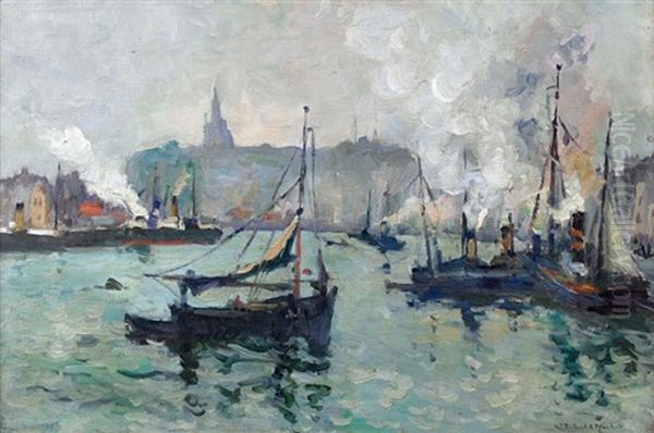 La Chapelle Notre-dame De Bon Secours Surplombant Le Port De Dieppe Oil Painting by Robert Antoine Pinchon