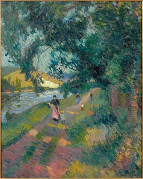 Promenade Sur Le Chemin De Halage Oil Painting by Robert Antoine Pinchon