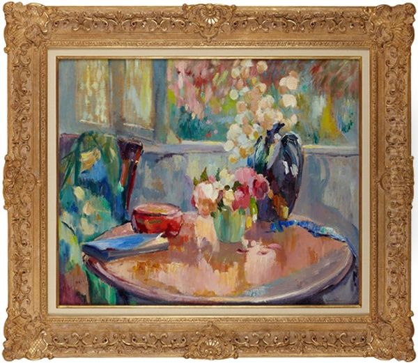 Vases De Fleurs Sur Le Gueridon Oil Painting by Robert Antoine Pinchon