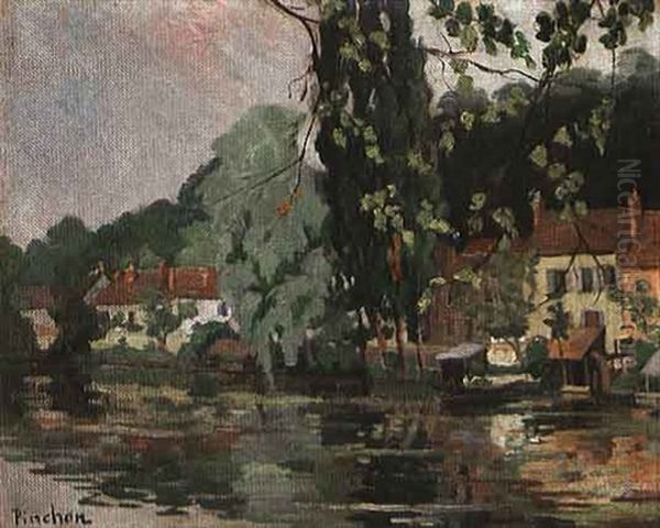 Hauser Am Fluss Oil Painting by Robert Antoine Pinchon