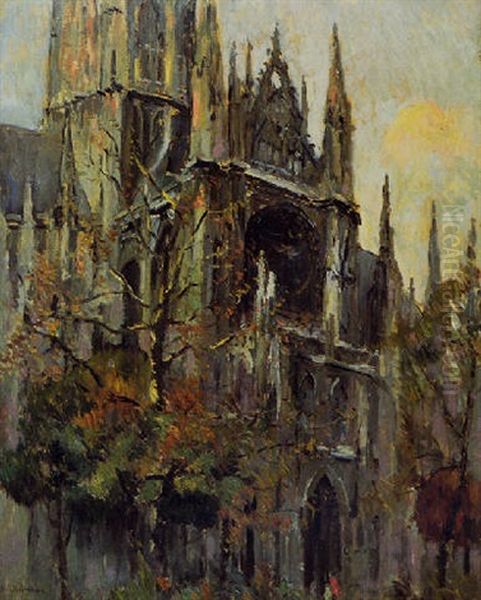 L'eglise Saint-ouen A Rouen Oil Painting by Robert Antoine Pinchon