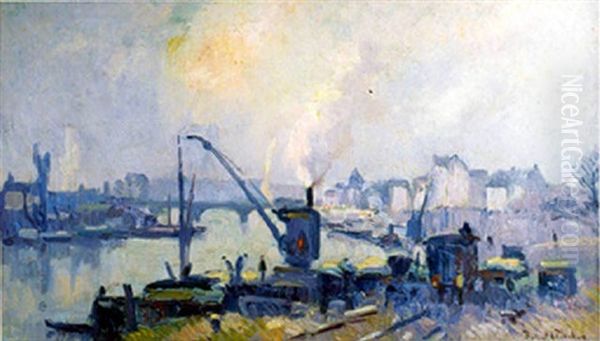 Le Quai De Paris A Rouen Oil Painting by Robert Antoine Pinchon