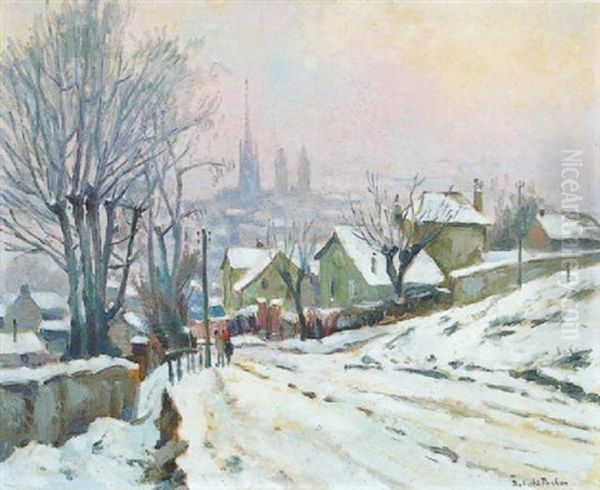 Rouen, Depuis La Rue Francis Yard Oil Painting by Robert Antoine Pinchon