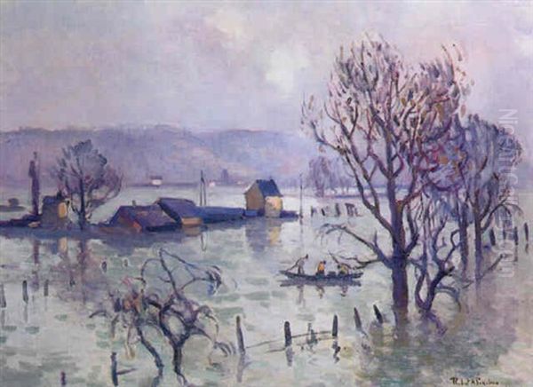 Inondation A Saint-martin De Boscherville Oil Painting by Robert Antoine Pinchon