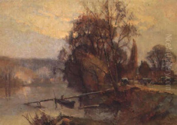 Les Bords De Seine A L'ile La Croix Oil Painting by Robert Antoine Pinchon