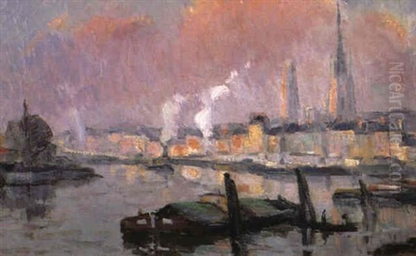 Port De Rouen Oil Painting by Robert Antoine Pinchon