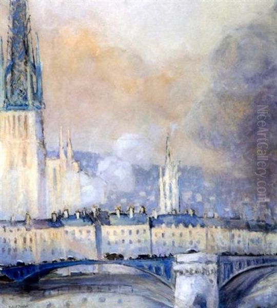 Rouen, Le Pont De Pierre. Brume Du Soir Oil Painting by Robert Antoine Pinchon