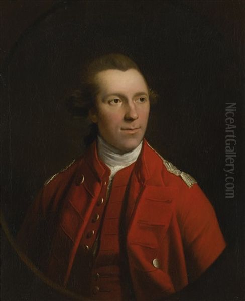 Portrait Of A British Officer In Red Uniform Oil Painting by Robert Edge Pine