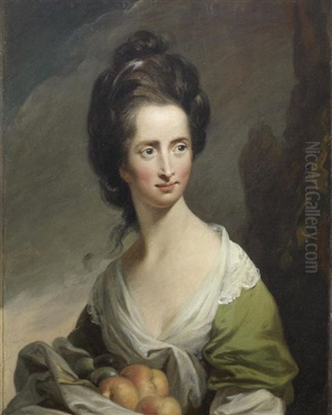 Portrait Of A Lady, Half-length, Carrying Fruit Oil Painting by Robert Edge Pine