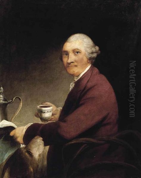 Portrait Of A Tea Drinker Oil Painting by Robert Edge Pine