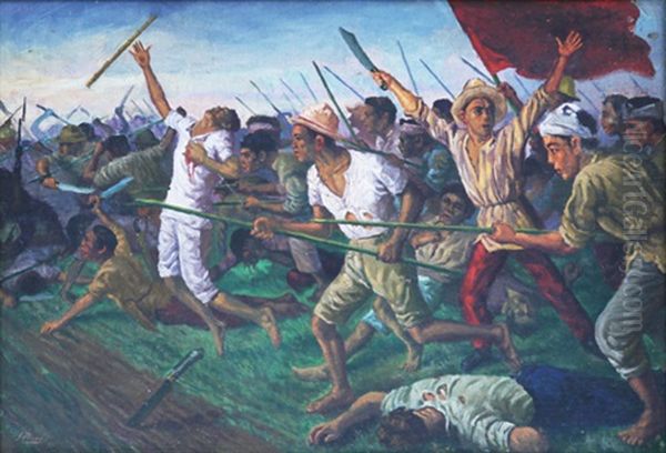 Study In Oil On Canvas, For The Philippine Revolution Oil Painting by Jorge Pineda