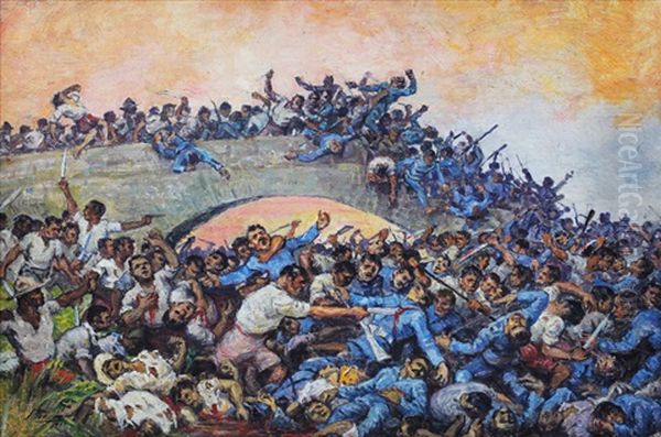 Battle Of Zapote Oil Painting by Jorge Pineda