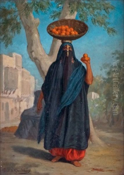 La Marchande D'oranges Oil Painting by Louis Emile Pinel De Grandchamp