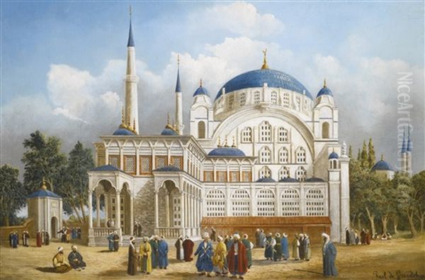 The Nusretiye Mosque Oil Painting by Louis Emile Pinel De Grandchamp