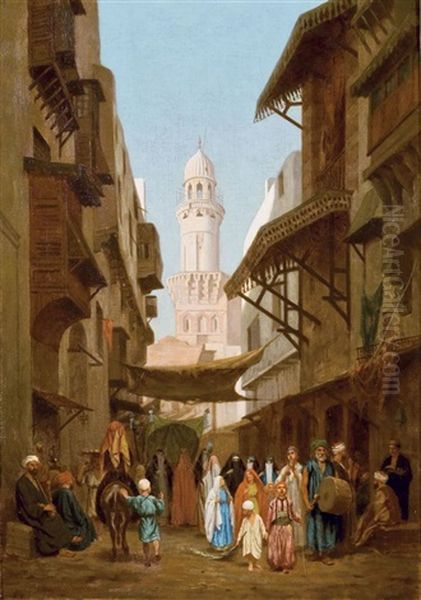 Le Cortege Nuptial Oil Painting by Louis Emile Pinel De Grandchamp