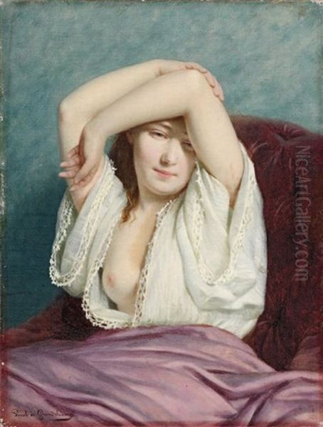 Portrait De Femme Oil Painting by Louis Emile Pinel De Grandchamp