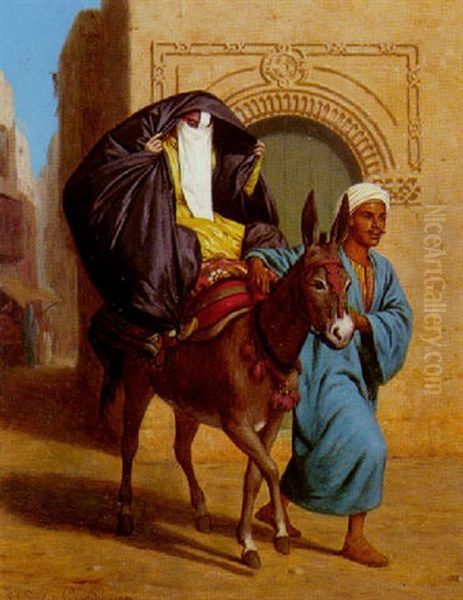 Une Sortie, Le Caire Oil Painting by Louis Emile Pinel De Grandchamp