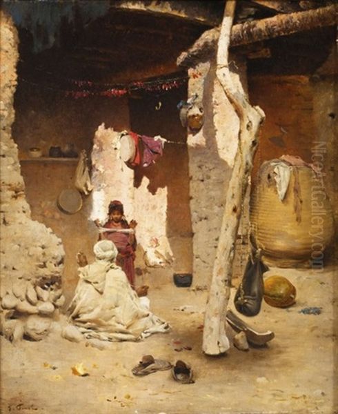 Les Fileuses Oil Painting by Gustave Nicolas Pinel