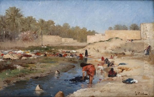 Laveuses A L'oasis Oil Painting by Gustave Nicolas Pinel