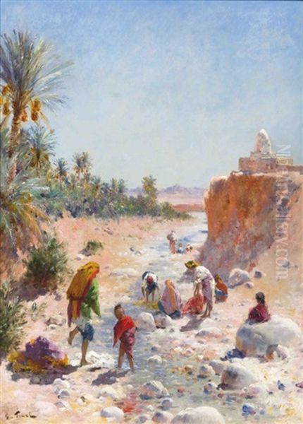 La Baignade Dans L'oued Oil Painting by Gustave Nicolas Pinel