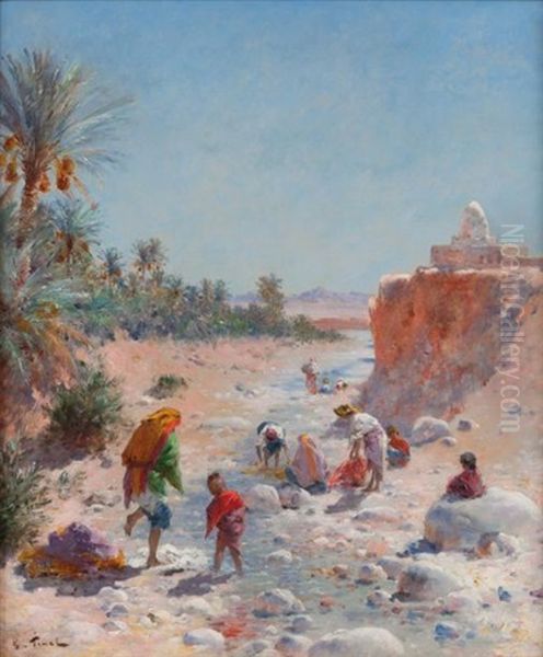 L'oued De Bou Saada Oil Painting by Gustave Nicolas Pinel