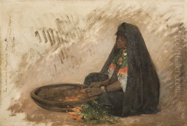 Preparation Du Couscous Oil Painting by Gustave Nicolas Pinel