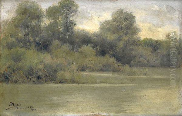 Paisaje Del Rio Oil Painting by Jose Pinelo Llull