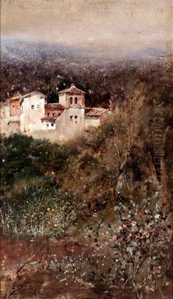 Casas En Paisaje Oil Painting by Jose Pinelo Llull