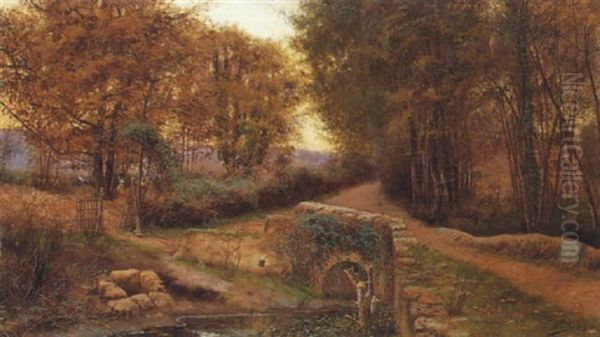 Paisaje Con Puente Oil Painting by Jose Pinelo Llull