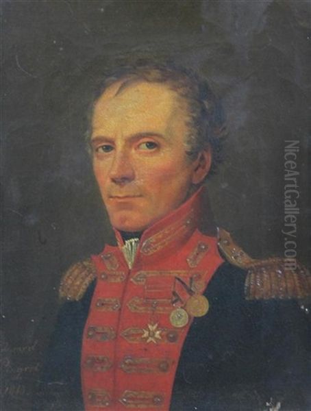 Portrait Of Major General Stephen Gallwey Adye Oil Painting by Edouard Henri Theophile Pingret