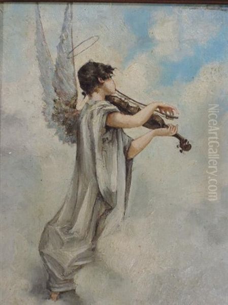 Ange Musicien Oil Painting by Edouard Henri Theophile Pingret