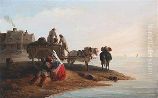 The Returning Of The Sailor Oil Painting by Edouard Henri Theophile Pingret