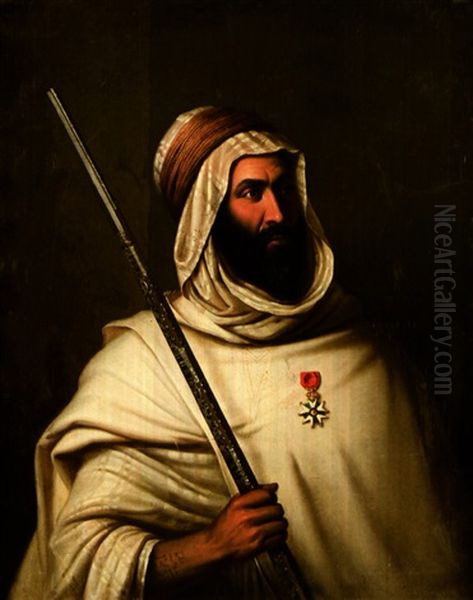 Portrait D'amar Ben Ferhat, Bachagha Des Ouled Aiad by Edouard Henri Theophile Pingret