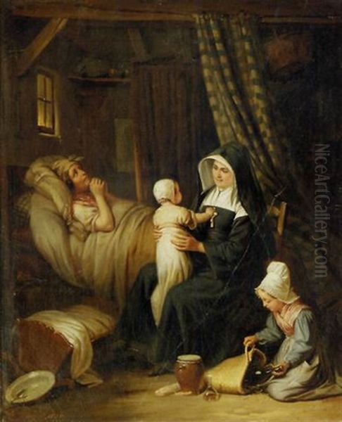 A Hope Of Recovery Oil Painting by Edouard Henri Theophile Pingret