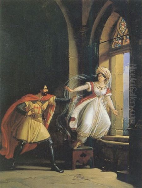 Rebecca, From Walter Scott's Ivanhoe Oil Painting by Edouard Henri Theophile Pingret