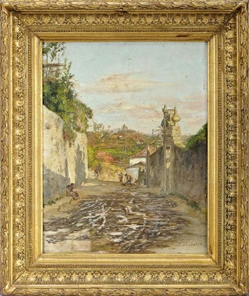 Caminho Com Figuras Oil Painting by Alfredo Jose Torquato Pinheiro