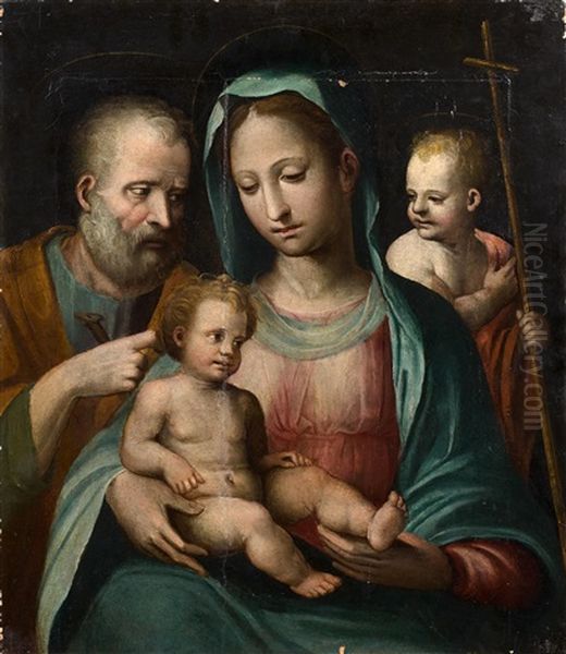 La Sainte Famille Avec Saint Jean-baptiste Oil Painting by Marco da Siena Pino