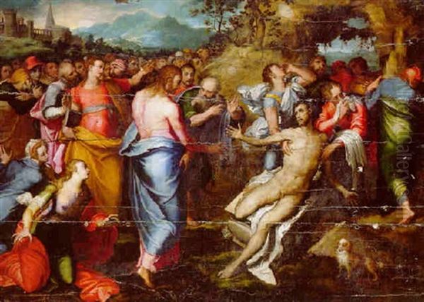 The Raising Of Lazarus Oil Painting by Marco da Siena Pino