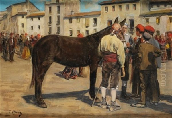 Mercado De Cataluna Oil Painting by Juan Pinos