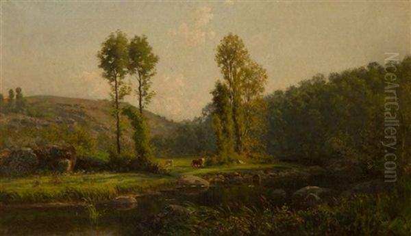 Bord De Riviere Oil Painting by Amable Louis Pinta