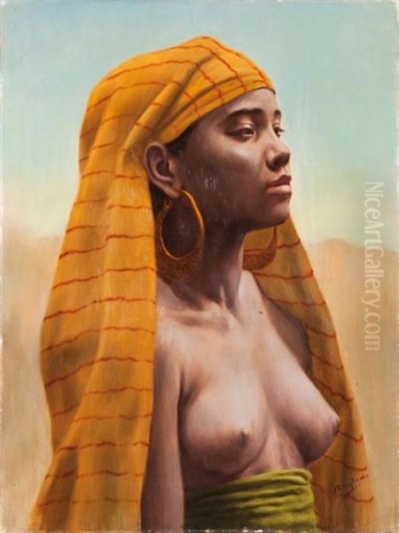 Portrait D'une Egyptienne Au Buste Nu Oil Painting by Luis Anglada Pinto