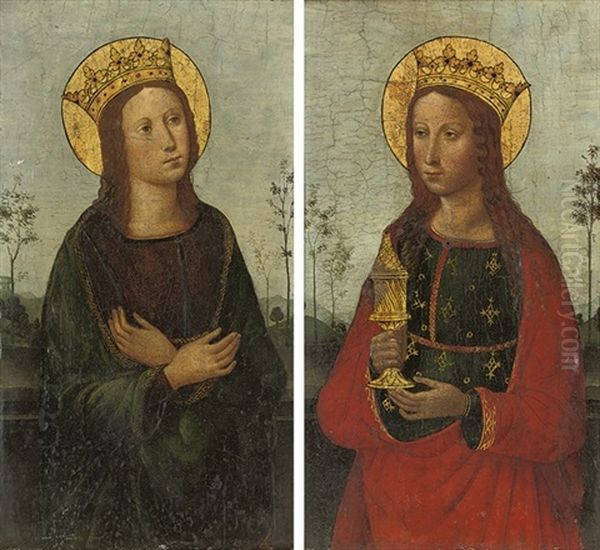 The Virgin (+ The Magdalen; Pair) Oil Painting by Bernardino Betti Pinturicchio