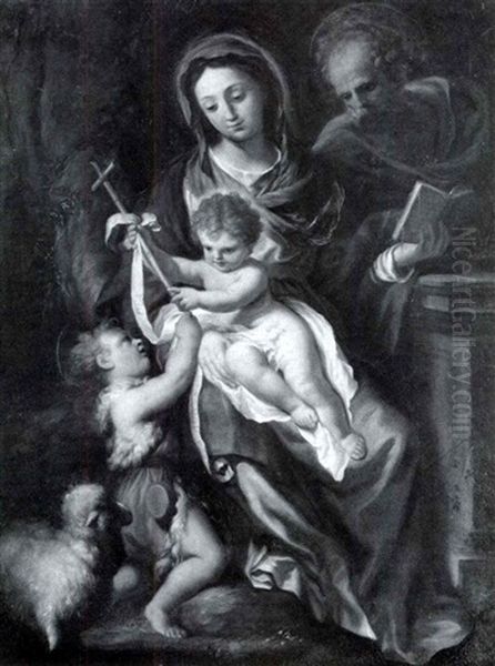 The Holy Family With The Infant Saint John The Baptist Oil Painting by Anton Maria Piola