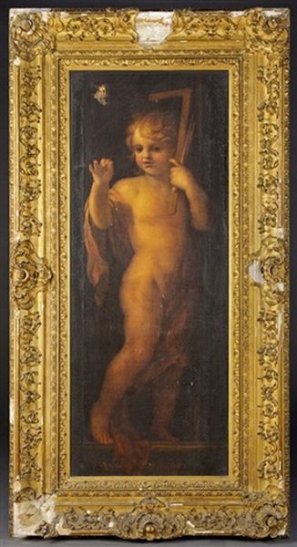 Putto Architecte Oil Painting by Domenico Piola