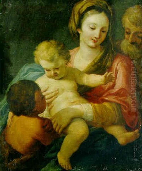 The Holy Family With The Infant Saint John The Baptist Oil Painting by Domenico Piola