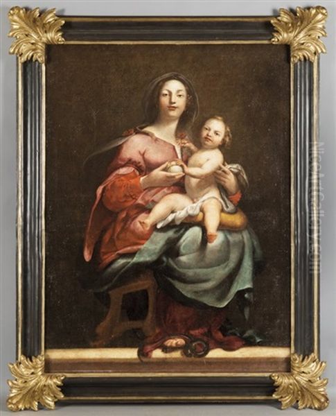 Madonna Col Bambino (la Vergine Immacolata Con Il Salvator Mundi) Oil Painting by Pellegro Piola