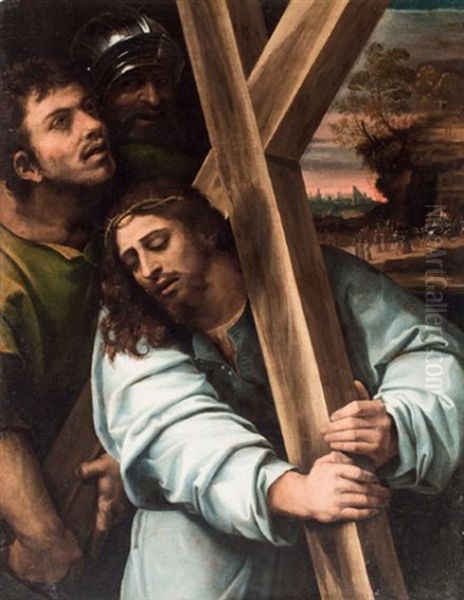 Cristo Con Cruz Oil Painting by Sebastiano Del Piombo