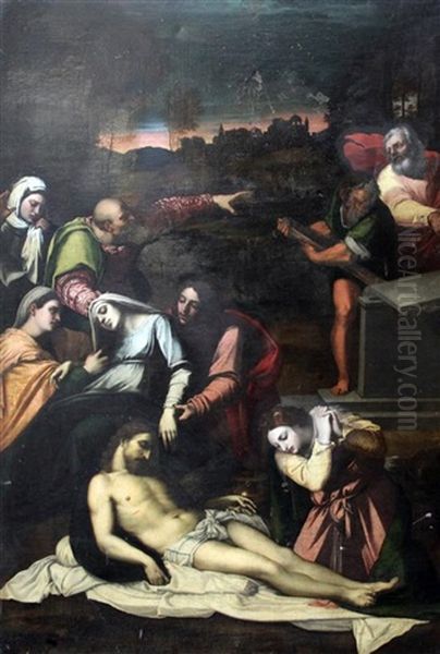 The Lamentation Of Christ (after The Original In The Hermitage, St. Petersburg) Oil Painting by Sebastiano Del Piombo