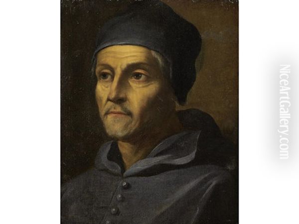 Portrait Of A Cleric, Bust-length, In Blue Robes Oil Painting by Sebastiano Del Piombo