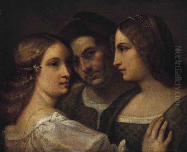 A Study Of Three Heads Oil Painting by Sebastiano Del Piombo